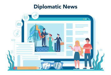 Diplomat online service or platform. Idea of international relations