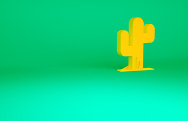 Obraz premium Orange Cactus icon isolated on green background. Minimalism concept. 3d illustration 3D render.