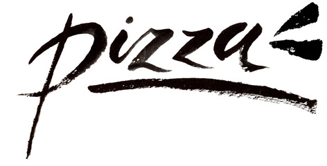 Sushi burger pizza lettering pattern and isolated hand drawing ink