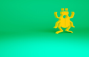 Orange Beetle bug icon isolated on green background. Minimalism concept. 3d illustration 3D render.