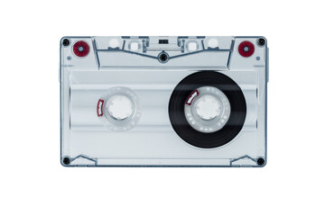 Audio cassette on a white background. Isolated