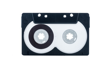 Audio cassette on a white background. Isolated