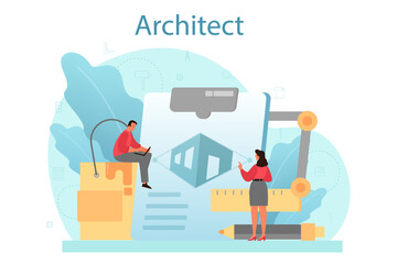 Architecture concept. Idea of building project and construction