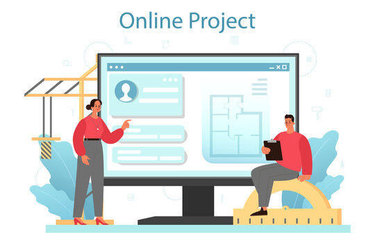 Architecture online service or platform. Idea of building project