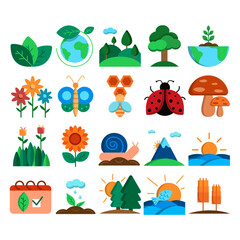 Nature flat icon pack