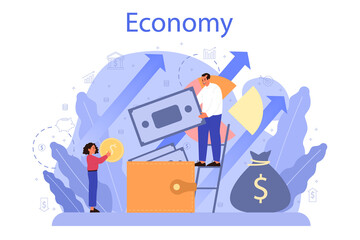 Economy school subject concept. Student studying economics