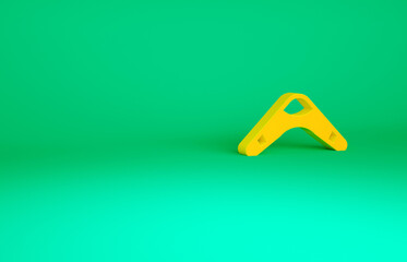 Orange Boomerang icon isolated on green background. Minimalism concept. 3d illustration 3D render.