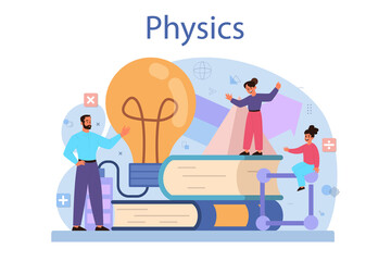 Physics school subject concept. Scientist explore electricity,