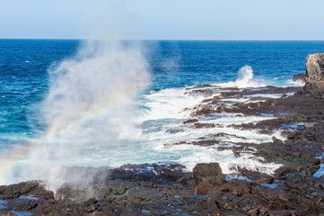 Waves breaking on the coast of Hispanola Island, Galapagos, Ecuador
