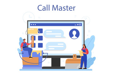 House wall plasterer online service or platform set. People