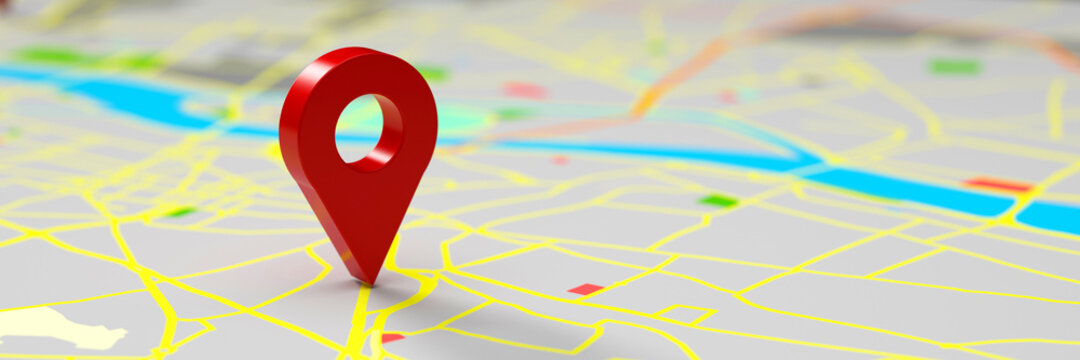 Position Markierung auf Stadtplan als Navigation Konzept