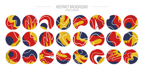 Vector big set of various vector highlight covers. Abstract backgrounds. Various shapes, doodle objects. Hand drawn templates. Round icons for social media stories. Perfect for bloggers, Instagram