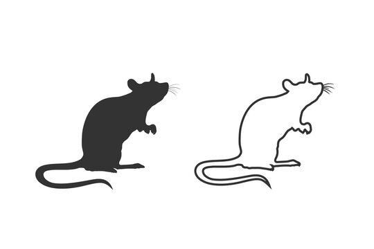 Standing Rat silhouette. Rat line icon set. vector sign modern flat style