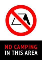 No Camping, trendy label, ready to print