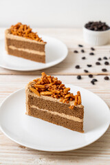 coffee almonds cake on plate
