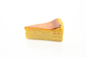 burn cheesecake on white