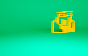Fototapeta premium Orange Ancient ruins icon isolated on green background. Minimalism concept. 3d illustration 3D render.