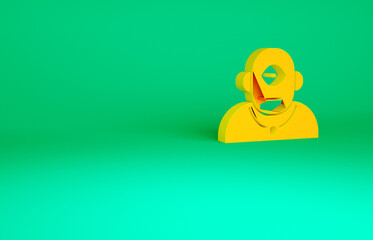 Orange Cyclops icon isolated on green background. Minimalism concept. 3d illustration 3D render.