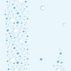 Water bubbles banner with empty space for text in blue and white colors
