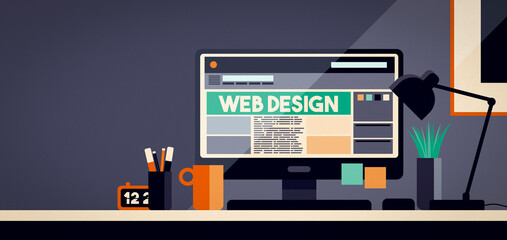 Web designer work desktop with computer