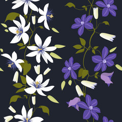 Seamless vector illustration with colors of clematis