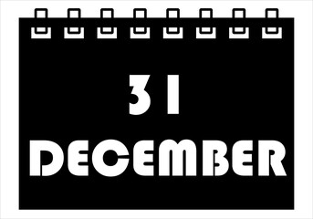 Icono de calendario 31 de diciembre. Nochevieja. Ùltima noche del año. Ùltimo día del año