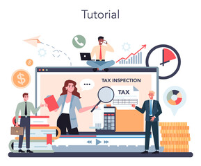 Tax inspector online service or platform. Idea of tax reporting