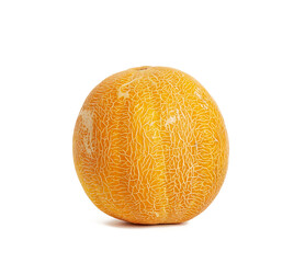 round yellow ripe melon isolated on white background