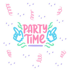 Cute and colorful vector hand lettering for birthday and party. Vector template for card, banner, poster and social media