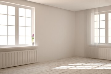 Obraz premium White empty room. Scandinavian interior design. 3D illustration