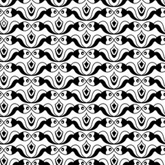 Fish seamless pattern in black and white 