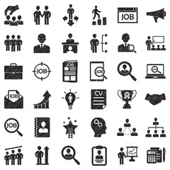 Career And Business Icons. Black Scribble Design. Vector Illustration.