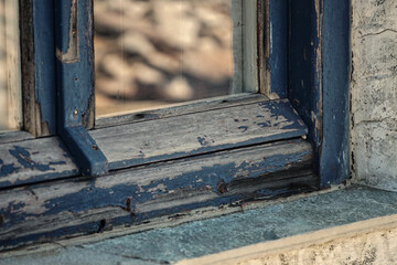 Old Blue Wooden Window