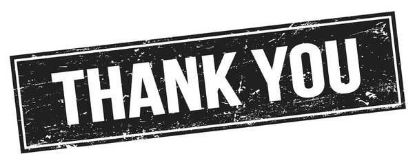 THANK YOU text on black grungy rectangle stamp.