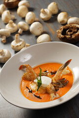 Shrimp cream with mushrooms and cream cheese.