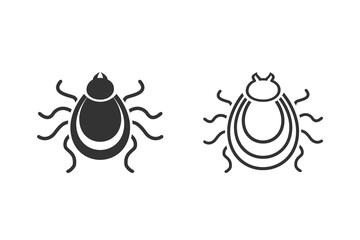 Tick line icon set. Mite silhouette. Vector 