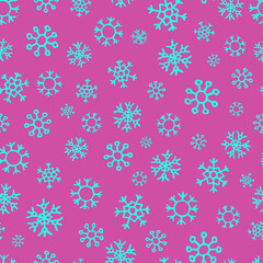 Seamless background of hand drawn snowflakes