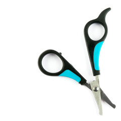 Scissors for grooming animals isolated on a white background.
