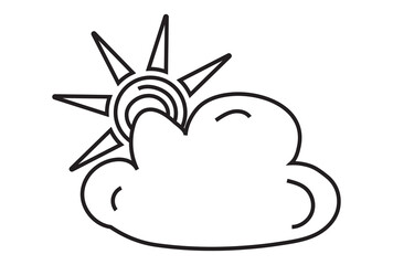 clouds partly blocking the sun - Line art icon for apps or website