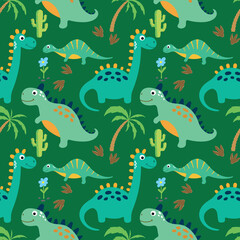 Naklejka na ściany i meble Cute dinosaur seamless pattern