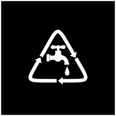Minimalist Silhouette Valve and Drop Water Isolated with Triangle Recycle Vector Logo Design