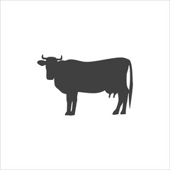 Cow flat icon on white. Vector illustration