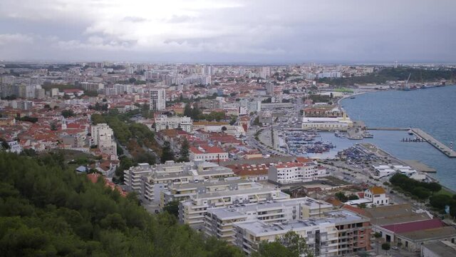 downtown Setubal Portugal slow motion 4k