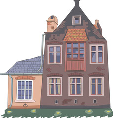 Traditional stone houses in the historical part of Bruges.