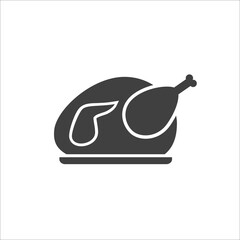 Roast chicken icon on white. Vector flat illustration