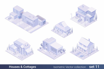 Isometric Flat 3D Architecture Building vector collection:
