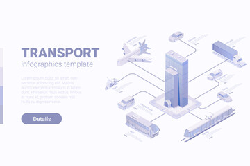 Isometric Flat 3D Transportation infographics vector design template.