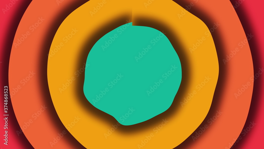 Poster computer generated a modern background from colored wavy circles. 3d rendering of abstract shapes