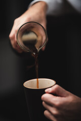 concept of coffee drip filter process with coffeemaker, vintage style cafe