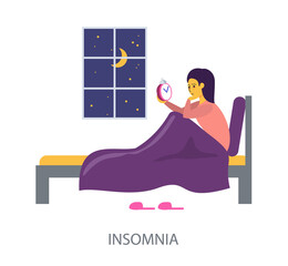 Insomnia Health concept on white background, flat design